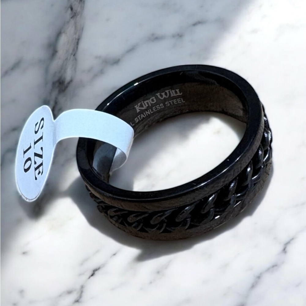 Black Stainless Steel Men's Spinner Ring